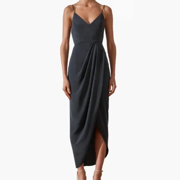 Shona Joy | Dresses | Shona Joy Cocktail Draped Tulip Hem Dress Grey Size 2  | Poshmark